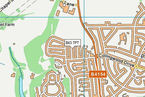 B43 7PT map - OS VectorMap District (Ordnance Survey)