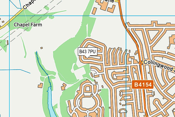 B43 7PU map - OS VectorMap District (Ordnance Survey)