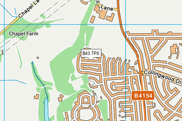 B43 7PX map - OS VectorMap District (Ordnance Survey)