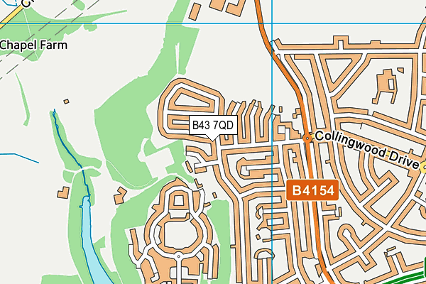 B43 7QD map - OS VectorMap District (Ordnance Survey)