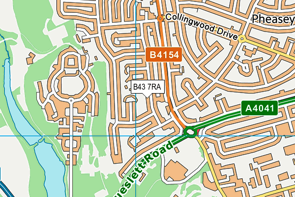 B43 7RA map - OS VectorMap District (Ordnance Survey)
