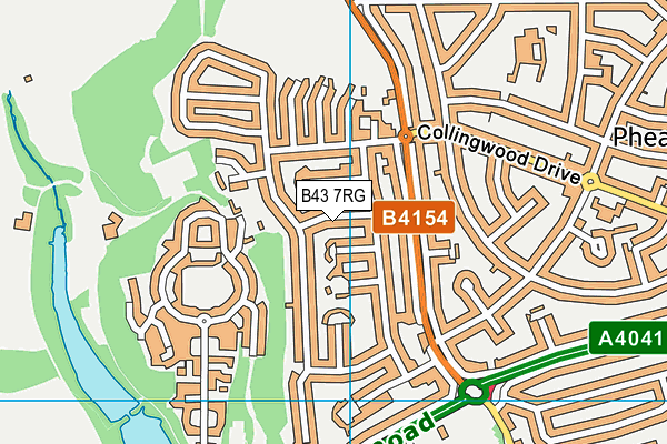 B43 7RG map - OS VectorMap District (Ordnance Survey)