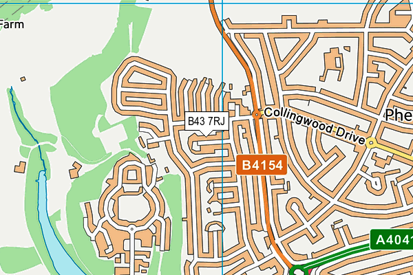 B43 7RJ map - OS VectorMap District (Ordnance Survey)