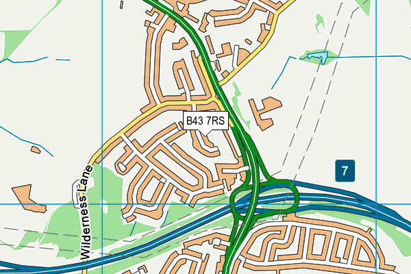 B43 7RS map - OS VectorMap District (Ordnance Survey)