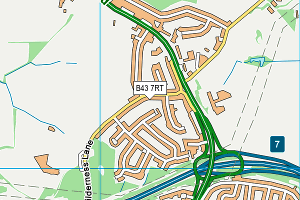 B43 7RT map - OS VectorMap District (Ordnance Survey)