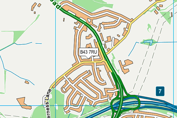 B43 7RU map - OS VectorMap District (Ordnance Survey)