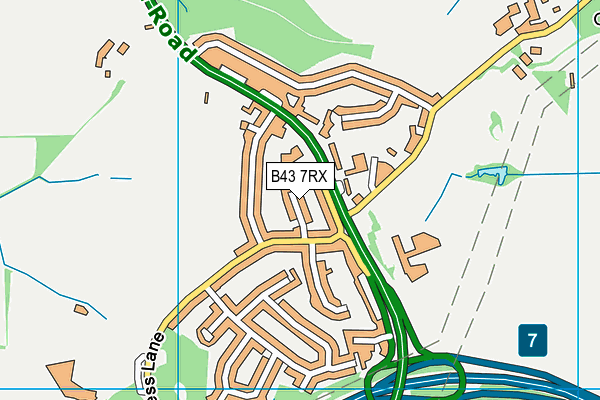 B43 7RX map - OS VectorMap District (Ordnance Survey)