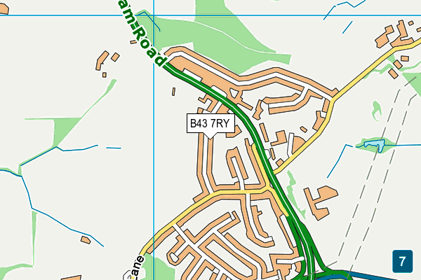 B43 7RY map - OS VectorMap District (Ordnance Survey)