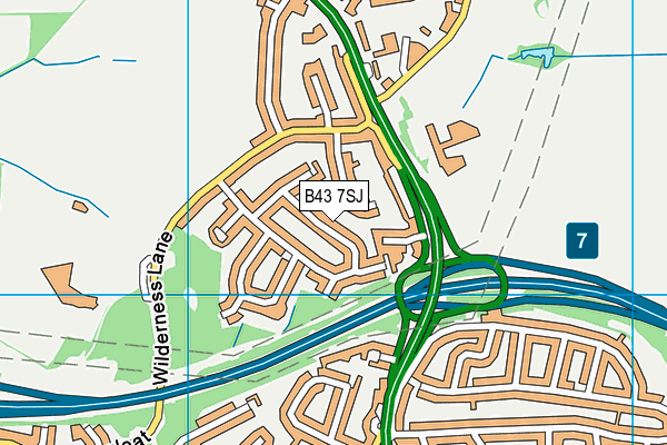 B43 7SJ map - OS VectorMap District (Ordnance Survey)