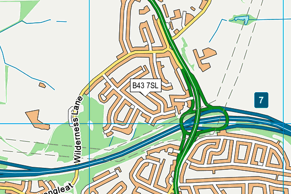 B43 7SL map - OS VectorMap District (Ordnance Survey)