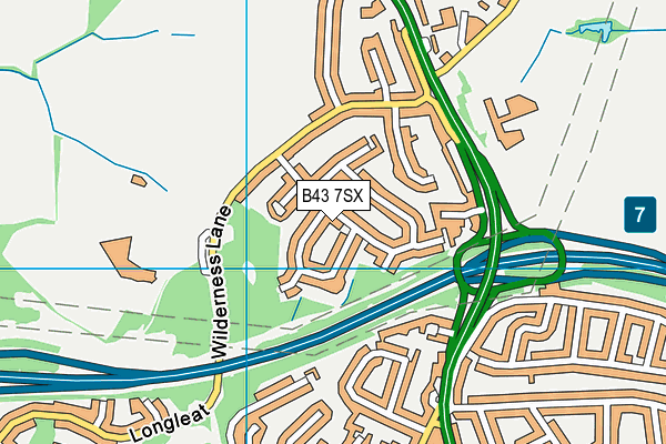 B43 7SX map - OS VectorMap District (Ordnance Survey)