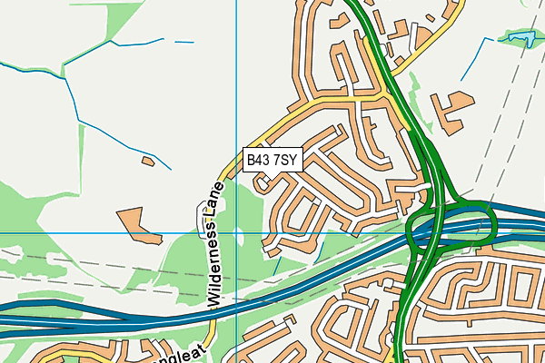 B43 7SY map - OS VectorMap District (Ordnance Survey)