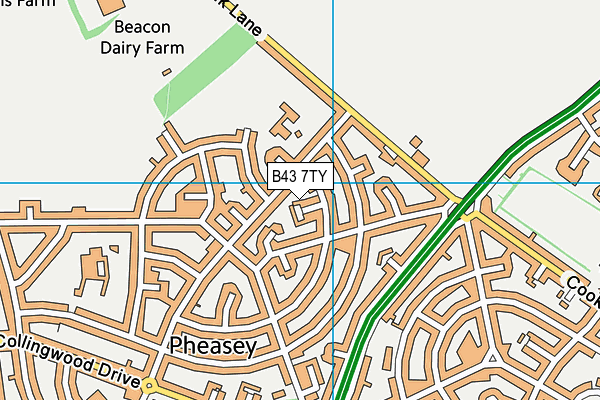 B43 7TY map - OS VectorMap District (Ordnance Survey)