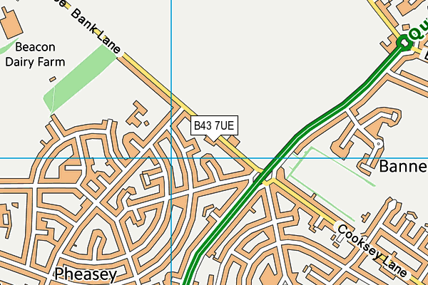 B43 7UE map - OS VectorMap District (Ordnance Survey)