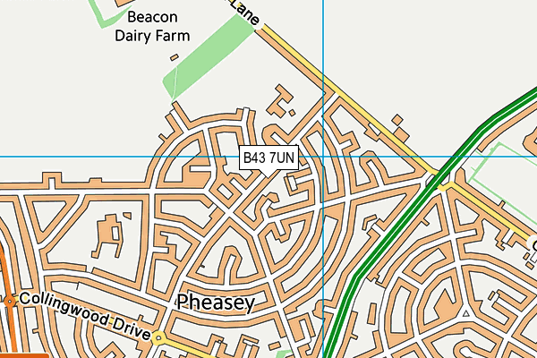 B43 7UN map - OS VectorMap District (Ordnance Survey)
