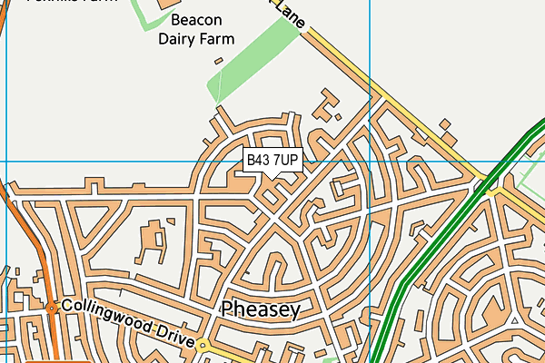 B43 7UP map - OS VectorMap District (Ordnance Survey)
