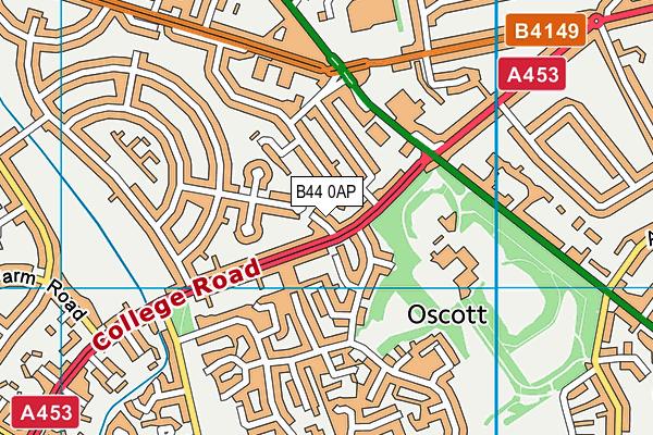 B44 0AP map - OS VectorMap District (Ordnance Survey)