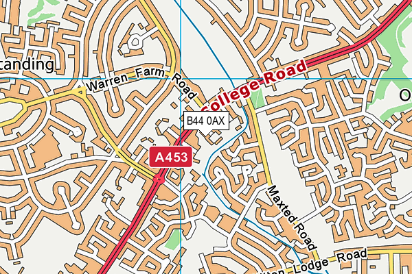 B44 0AX map - OS VectorMap District (Ordnance Survey)