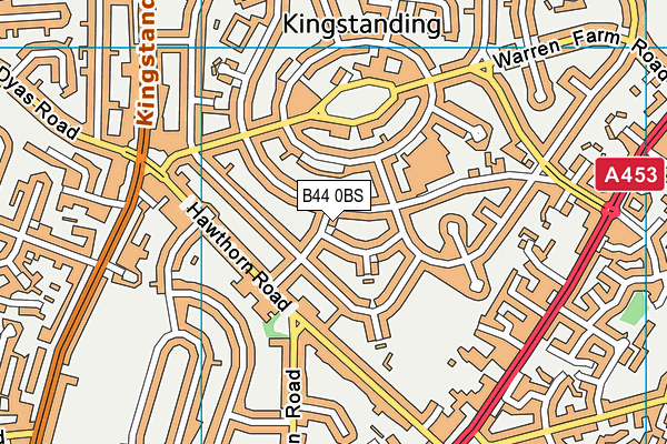 B44 0BS map - OS VectorMap District (Ordnance Survey)