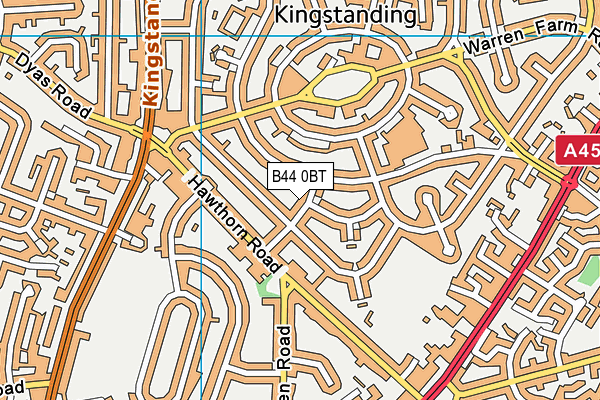 B44 0BT map - OS VectorMap District (Ordnance Survey)