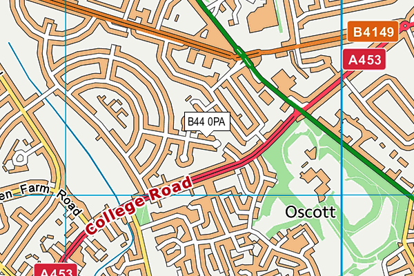 B44 0PA map - OS VectorMap District (Ordnance Survey)