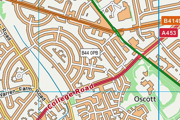 B44 0PB map - OS VectorMap District (Ordnance Survey)