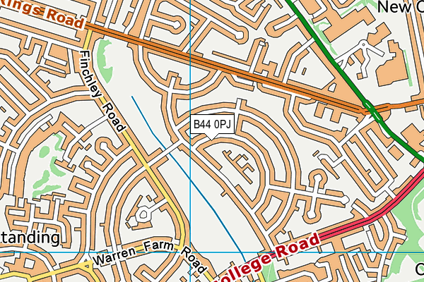 B44 0PJ map - OS VectorMap District (Ordnance Survey)
