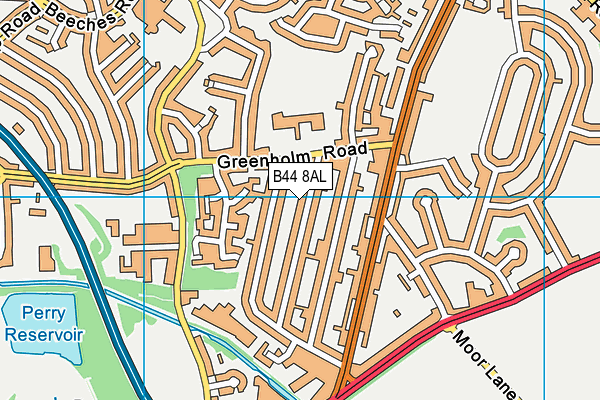 B44 8AL map - OS VectorMap District (Ordnance Survey)