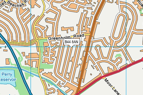 B44 8AN map - OS VectorMap District (Ordnance Survey)