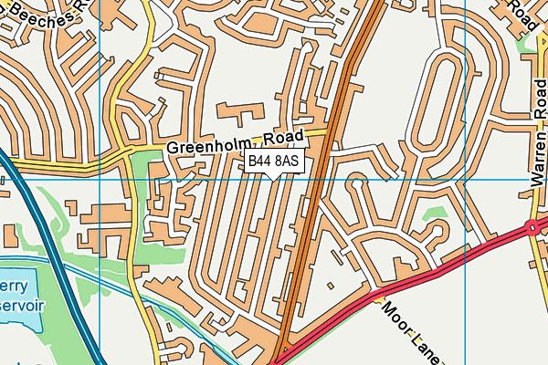 B44 8AS map - OS VectorMap District (Ordnance Survey)