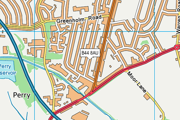 B44 8AU map - OS VectorMap District (Ordnance Survey)