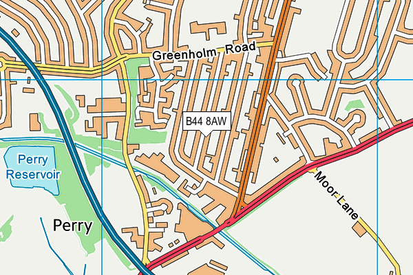 B44 8AW map - OS VectorMap District (Ordnance Survey)