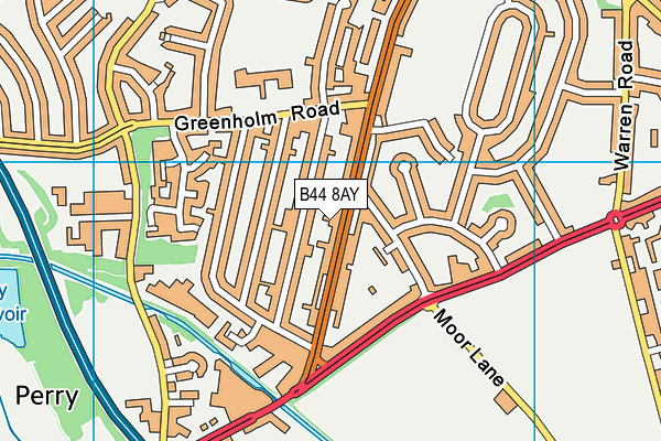 B44 8AY map - OS VectorMap District (Ordnance Survey)