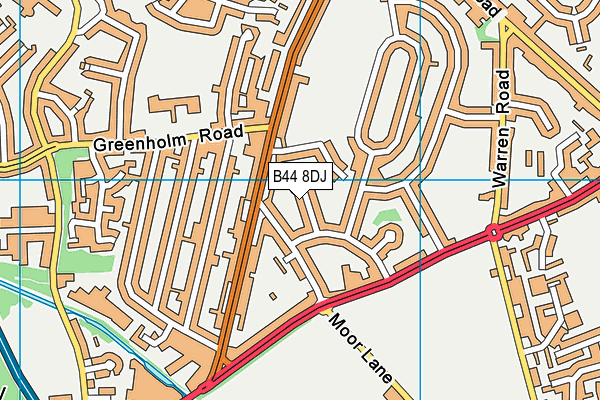 B44 8DJ map - OS VectorMap District (Ordnance Survey)