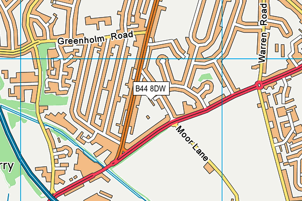 B44 8DW map - OS VectorMap District (Ordnance Survey)