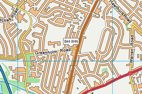 B44 8HN map - OS VectorMap District (Ordnance Survey)