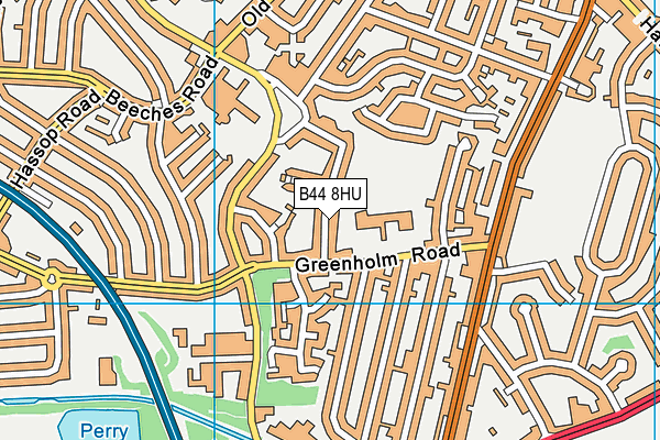 B44 8HU map - OS VectorMap District (Ordnance Survey)