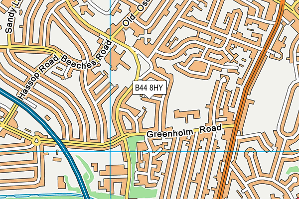 B44 8HY map - OS VectorMap District (Ordnance Survey)