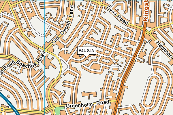 B44 8JA map - OS VectorMap District (Ordnance Survey)