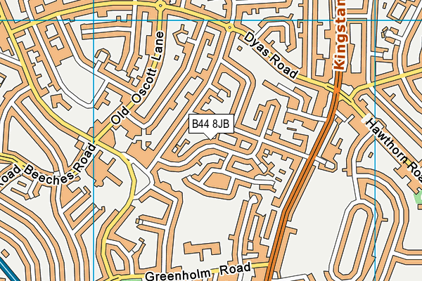 B44 8JB map - OS VectorMap District (Ordnance Survey)