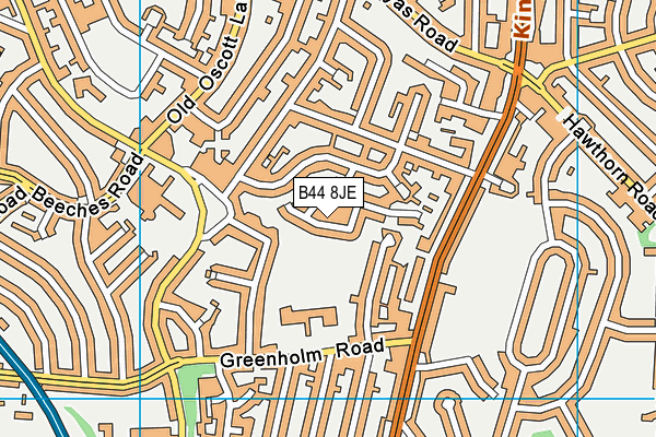 B44 8JE map - OS VectorMap District (Ordnance Survey)