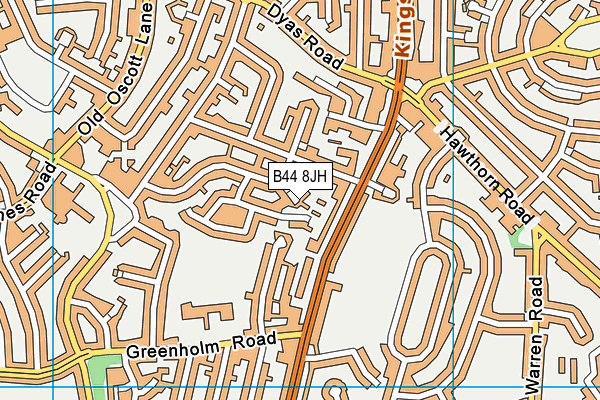 B44 8JH map - OS VectorMap District (Ordnance Survey)