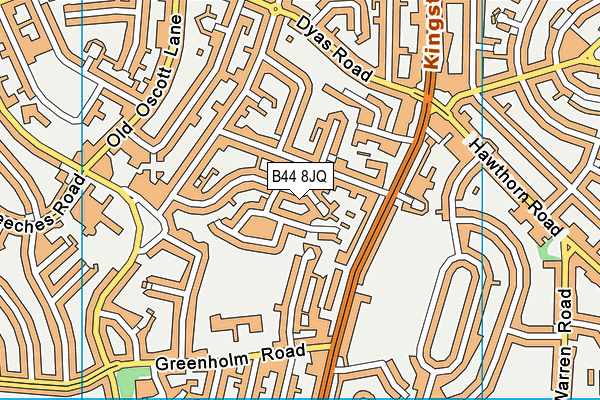 B44 8JQ map - OS VectorMap District (Ordnance Survey)