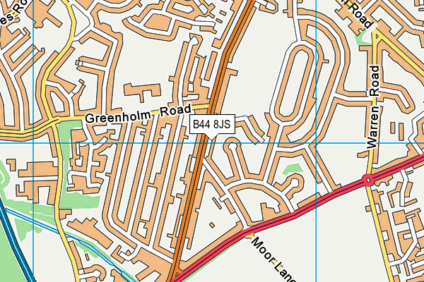 B44 8JS map - OS VectorMap District (Ordnance Survey)