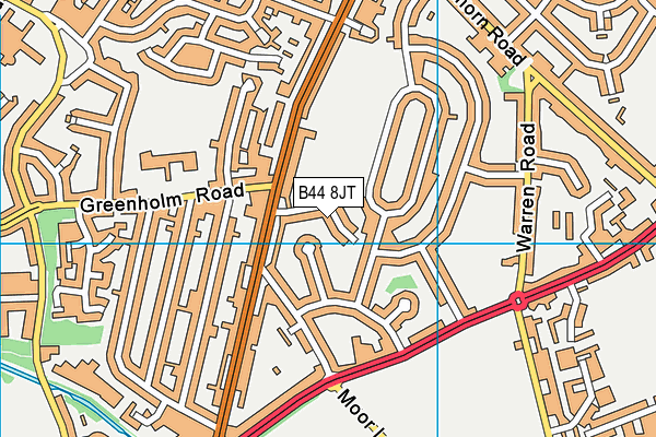 B44 8JT map - OS VectorMap District (Ordnance Survey)