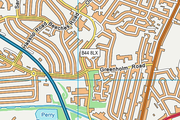 B44 8LX map - OS VectorMap District (Ordnance Survey)