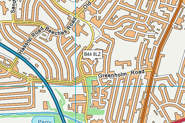 B44 8LZ map - OS VectorMap District (Ordnance Survey)