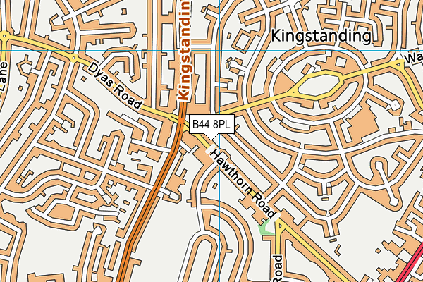 B44 8PL map - OS VectorMap District (Ordnance Survey)