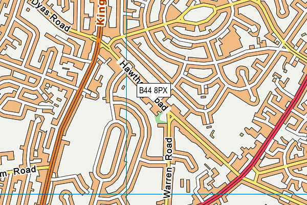 B44 8PX map - OS VectorMap District (Ordnance Survey)
