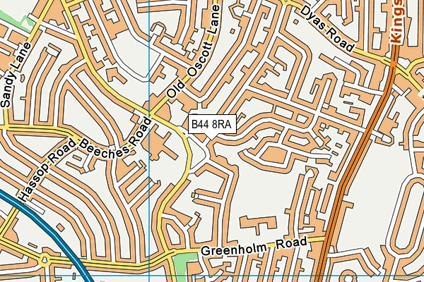 B44 8RA map - OS VectorMap District (Ordnance Survey)